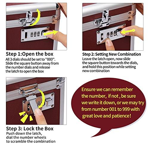 HEWEI WORKS HEWEI WORKS Locking Box with Portable Storage Case, 14.2\'\'x 7.2\'\'x 8.2\'\'Childproof Medication Lock Organizer, Lockbox for Documents, Medicine & Valuables (Brown/Large