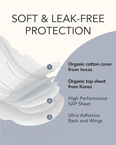 OCBON OCBON Ultra Thin Sanitary Pads Overnight - 100% Organic Texan Cotton Cover with Wings (35cm, 40 Counts)