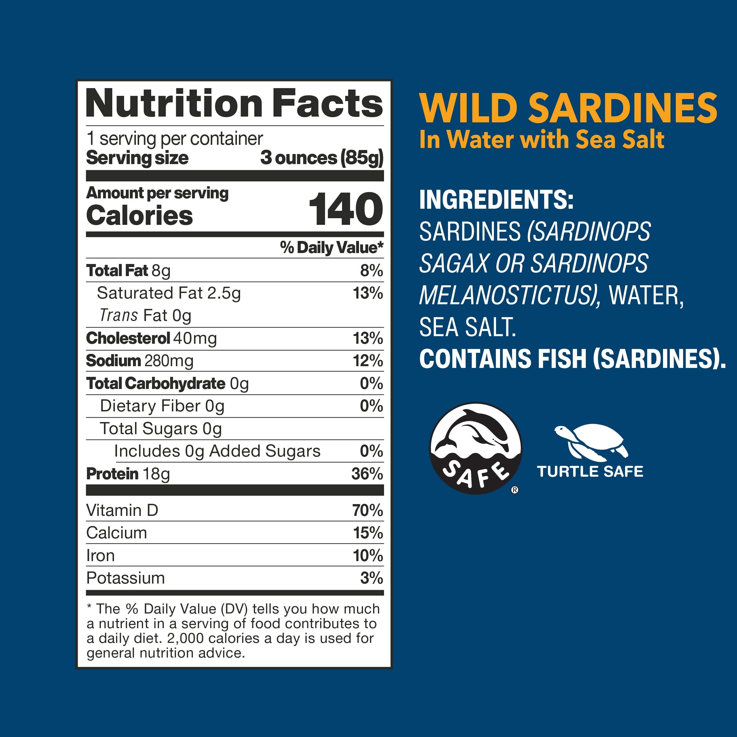 Wild Planet Wild Planet Wild Sardines in Water with Sea Salt, Tinned Fish, Non-GMO, Sustainable 4.4 Ounce (Pack of 12)