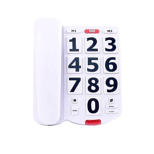 shinydream Shinydream Large Number Corded Phones for Seniors Elderly, Big Button Telephones Loud Speaker with SOS Button, 2 One Touch Dailing for Emergency Hearing and Visually Impaired
