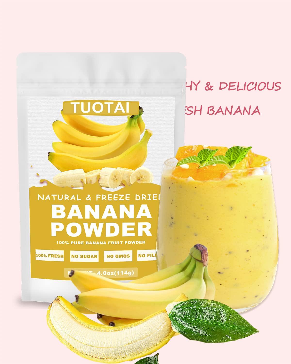 TUOTAI Nature Banana Fruit Powder,Freeze Dried Banana Powder, 4 Ounces, Banana Powder for Cake, Drinks and Baking Food