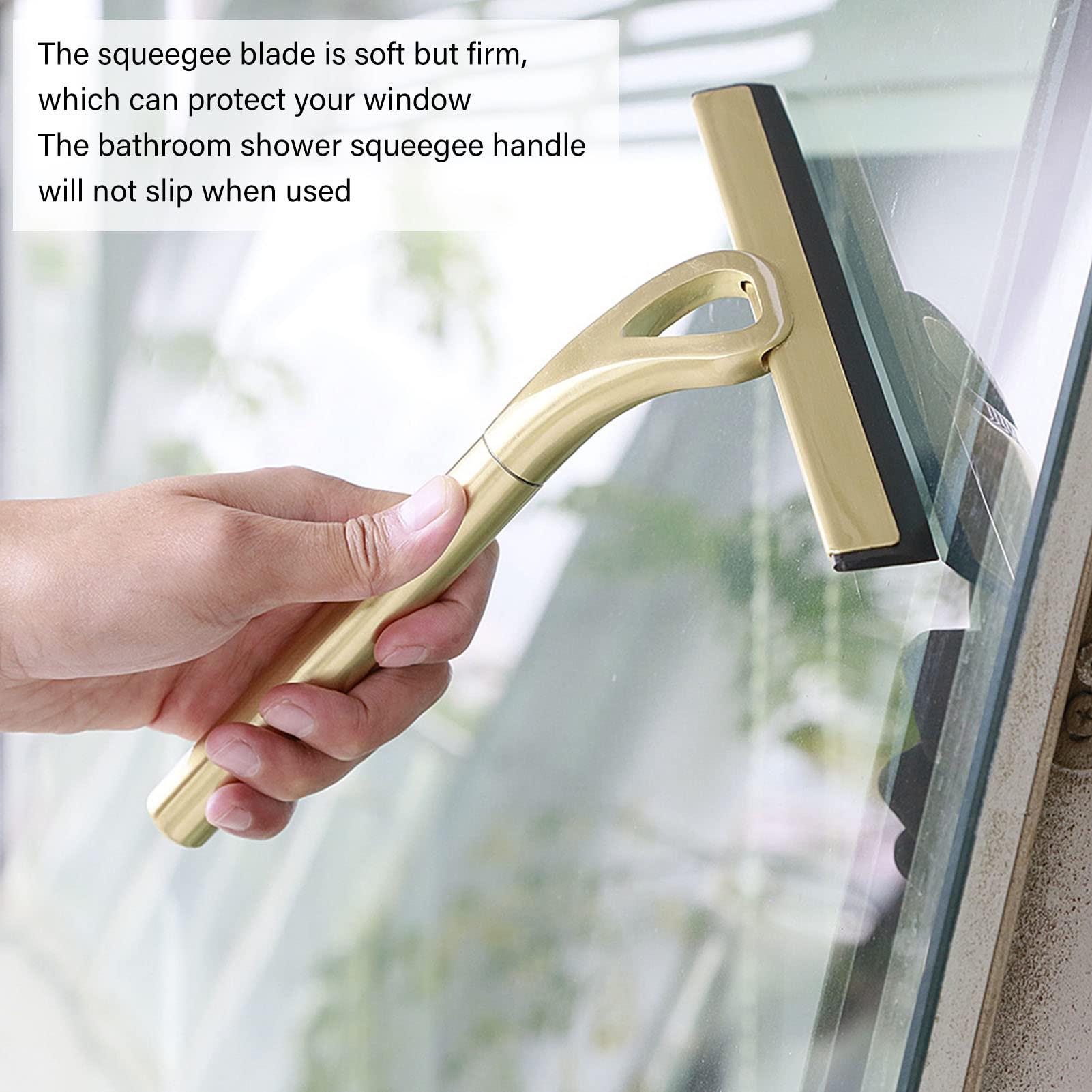 Pilipane Shower Squeegee for Glass Doors , Stainless Steel Window Squeegee , All Purpose Bathroom Squeegee , washing Supplies for Shower Glass Door and Tile washing Non Slip Handle 8 Inches
