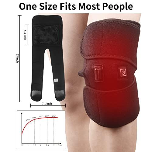 WooTshu WooTshu Heated Knee Brace Knee Heating Pad for Arthritis Pain Relief, 3 Temperature Control Thermal Therapy for Joint Soreness Swelling Cramps Rheumatism