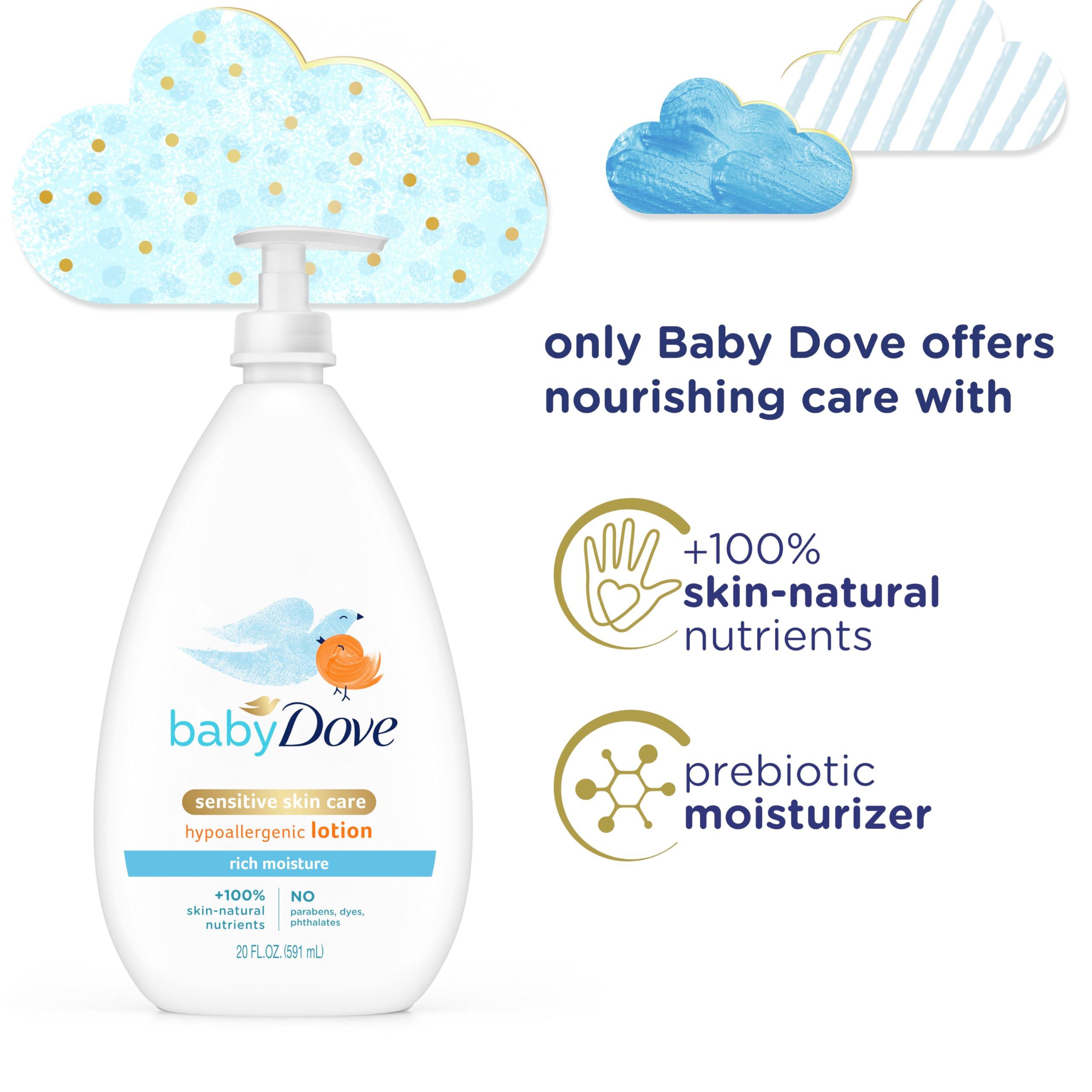 Baby Dove Baby Dove Sensitive Skin Care Baby Wash For Bath Time & Sensitive Skin Care Body Lotion For Delicate Baby Skin Rich Moisture With 24-Hour Moisturizer, 20 fl oz (Package May Vary)
