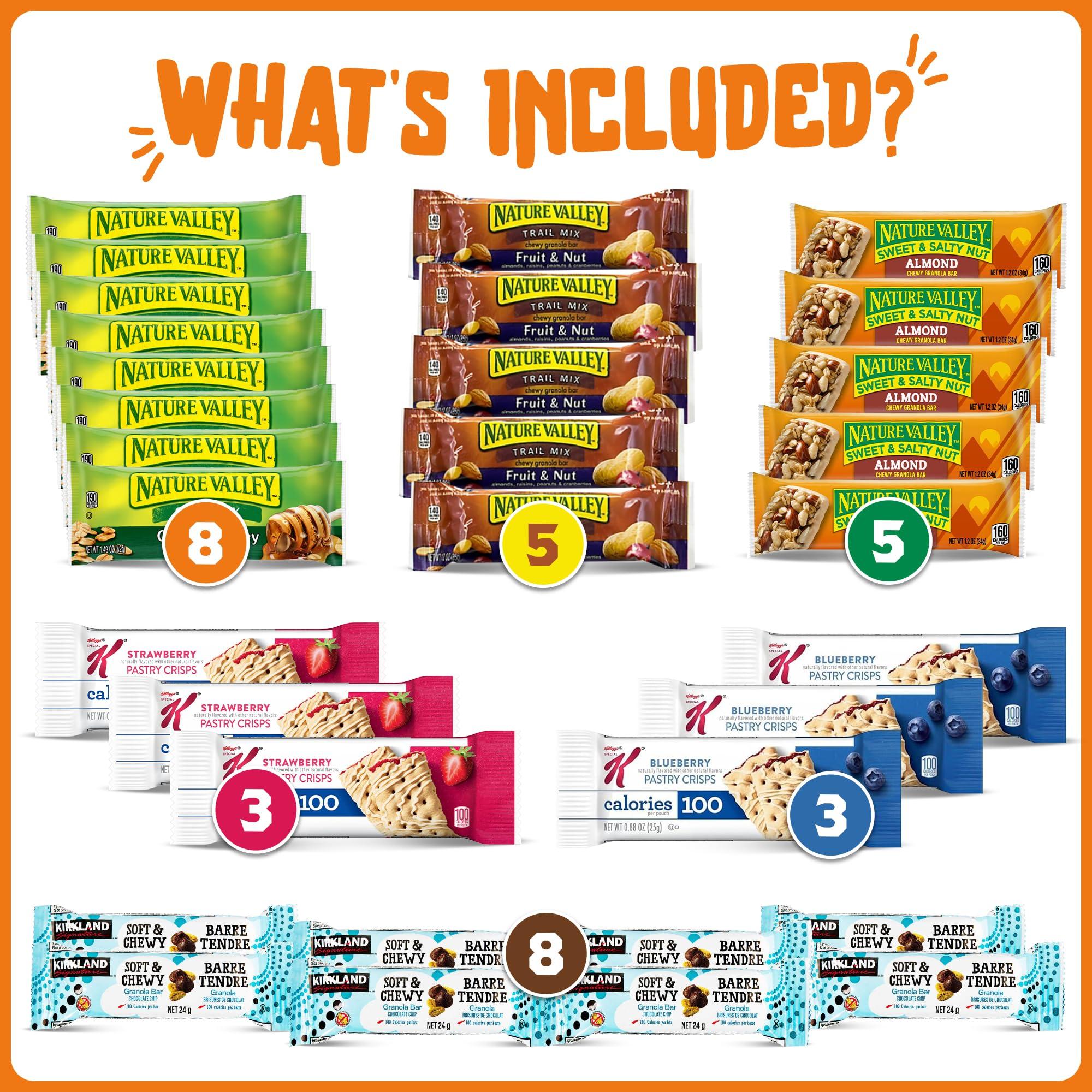 Yummey Granola Bars Bulk Variety Pack - Healthy Granola Bars Variety Snack Box for Office Snacks & Healthy Breakfast Bars - Snacks Variety Pack for Adults and Kids - Granola Bars Bulk (66 Count)