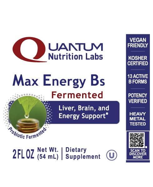 Quantum Nutrition Labs Quantum Nutrition Labs Max Energy B - Vitamin B Complex Liquid Drops, Organic Vitamin B Supplement for Women and Men, Vitamin B1, B2, B3, B5, B6, B12 - 2 Fl Oz
