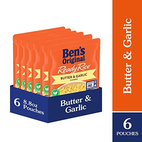 BEN'S ORIGINAL BEN'S ORIGINAL Ready Rice Butter and Garlic Flavored Rice, Easy Dinner Side, 8.8 oz Pouch (Pack of 6)