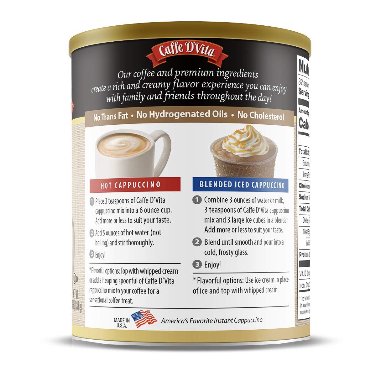 Caffe D'Vita Caffe D\'Vita English Toffee Cappuccino Mix - Instant Cappuccino Mix, Gluten Free, No Cholesterol, No Hydrogenated Oils, No Trans Fat, 99% Caffeine Free, Flavored Instant Coffee - 1 Lb Can