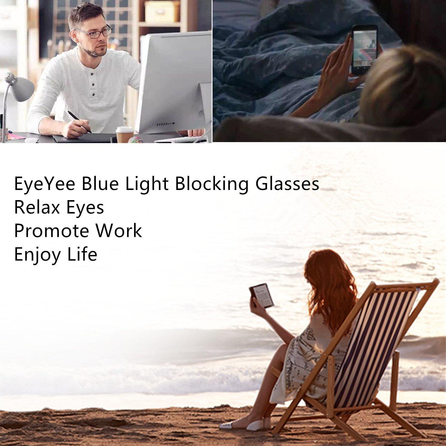 EyeYee Computer Reading Glasses Blue Light Blocking Reader Gaming Screen Digital Eyeglasses Anti Glare Eye Strain Transparent Lens UV Light Weight for Women Men (Gloss Black, 1.50)