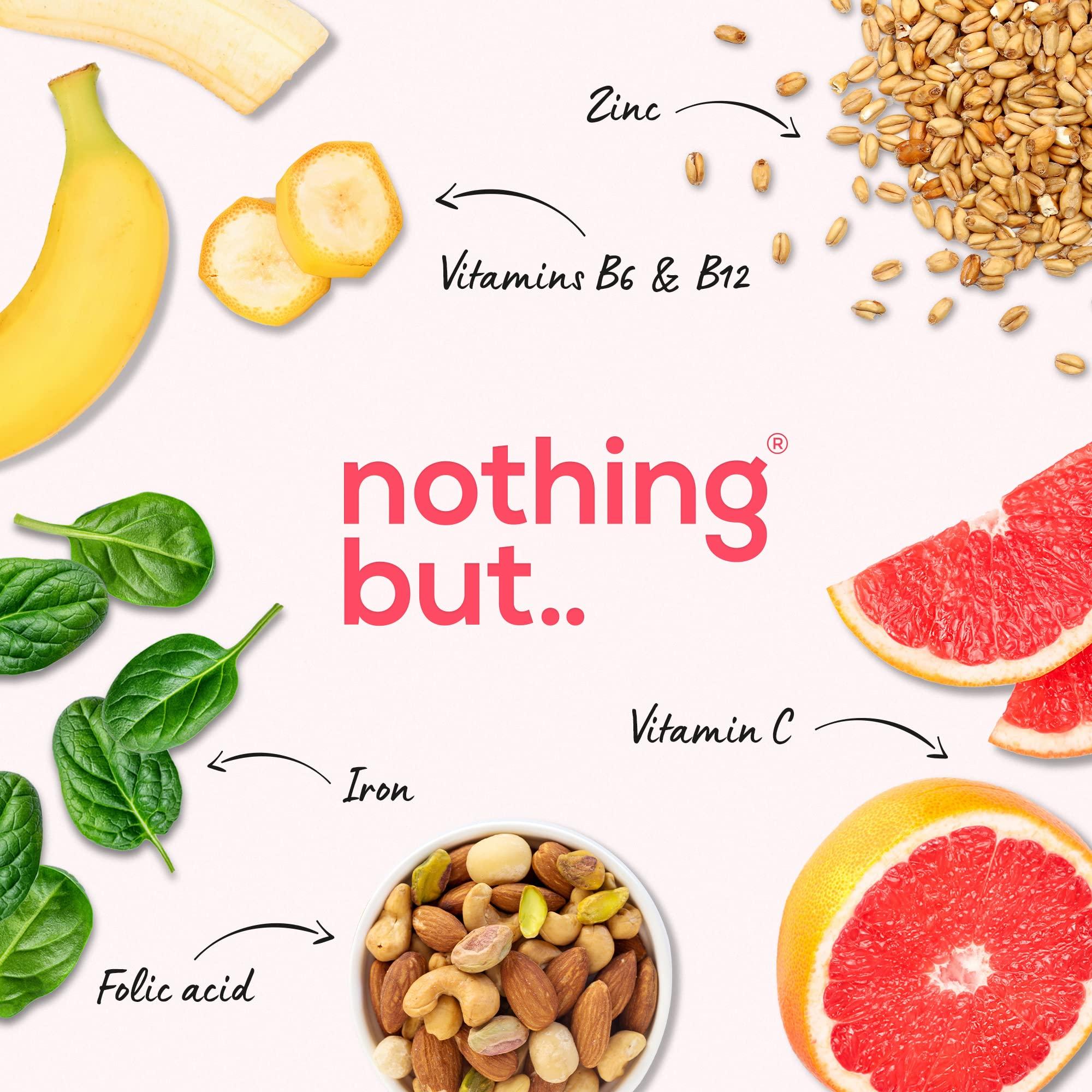 nothing BUT nutrition Natural Iron Supplement for Women and Men with a Delicious Mixed Berry Flavor - Chewable Vegan Iron Supplements w/ Vitamin C, Zinc, Folic Acid & B Vitamins - 60 Iron Gummies for Anemia