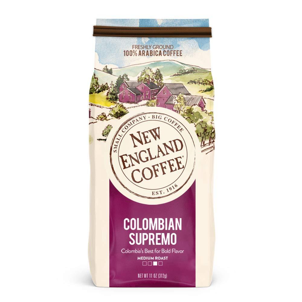 New England Coffee New England Coffee Colombian Supremo, Medium Roast Ground Coffee, 11 Ounce (1 Count) Bag