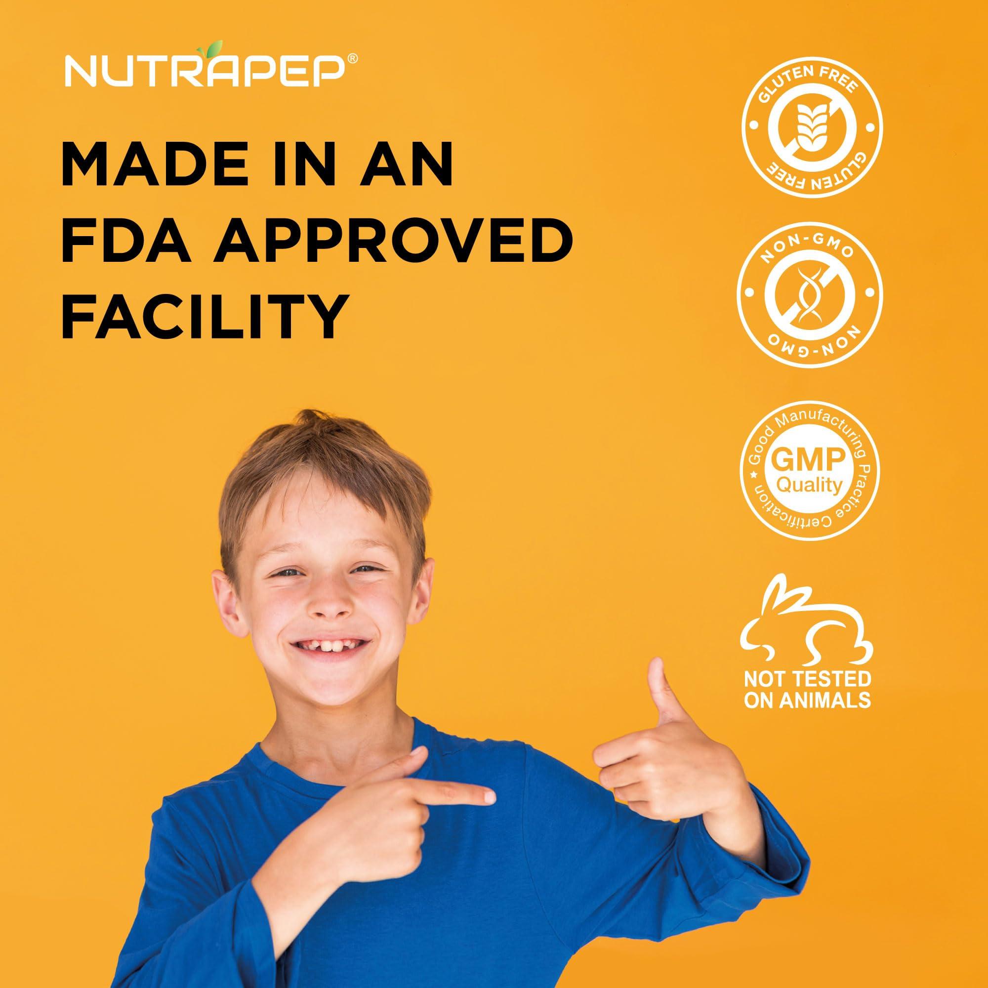 NutraPep Teens Height Growth Supplement Gummies - Kids Grow Taller Natural Height Increaser Multivitamin - with Calcium Vitamin D3 K2 Zinc L-Arginine L-Glutamine L-Ornithine for Boys Girls