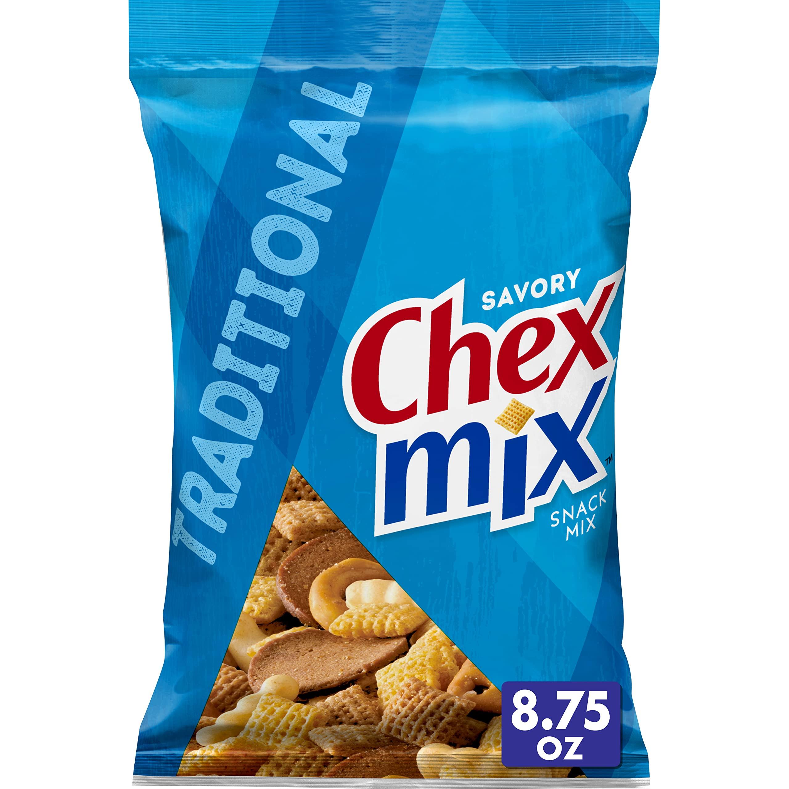 Chex Chex Mix Snack Mix, Traditional, Savory Snack Bag, 8.75 oz
