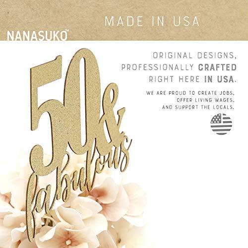 NANASUKO NANASUKO 50th Birthday - 50 & fabulous - Double Sided Gold Glitter - Premium quality Made in USA