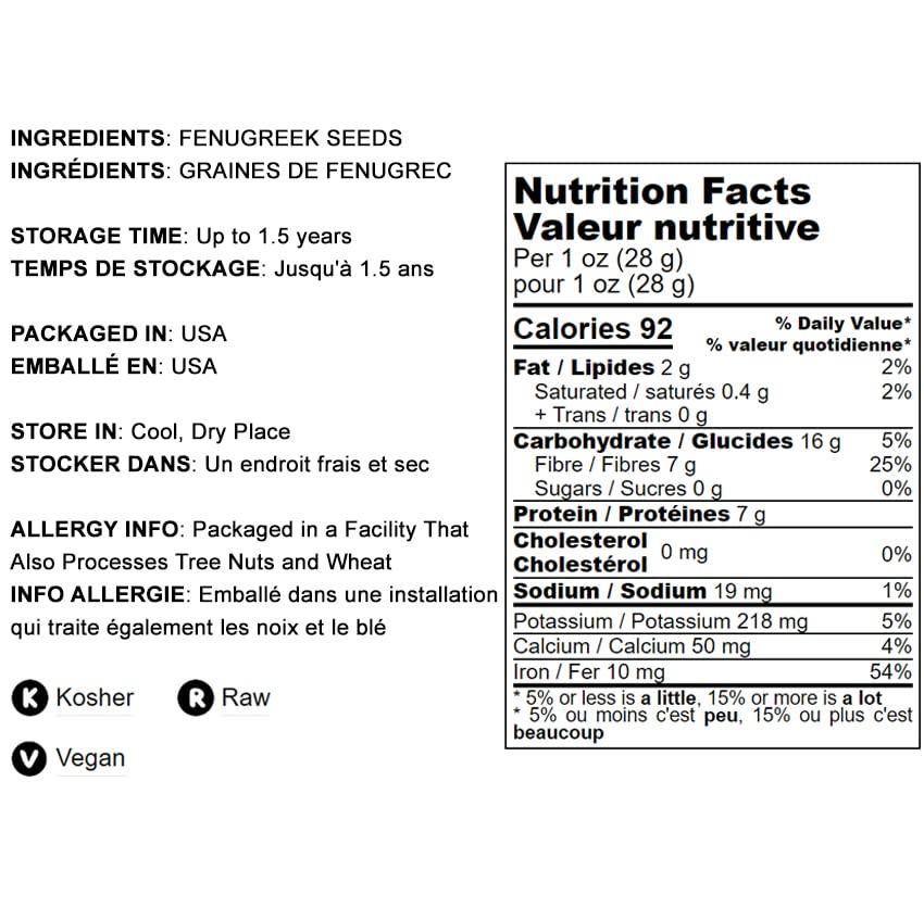 Food to Live Food to Live Fenugreek Powder, 2 Pounds Ground Methi Seeds, Kosher, Vegan, Bulk. Rich in Dietary Fiber and Iron. Great for Spice Blends, Curries, Chutneys, Vegetable Dishes, and Smoothies