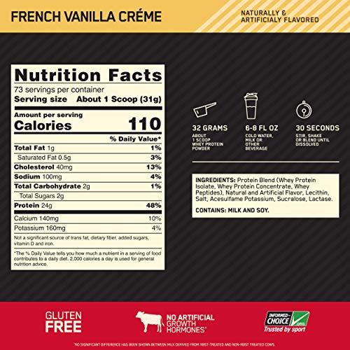 Optimum Nutrition Optimum Nutrition Gold Standard 100% Whey Protein Powder, French Vanilla Creme, 5 Pound (Packaging May Vary)