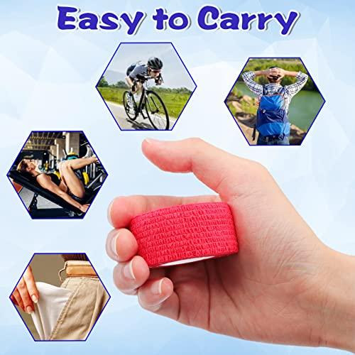 JEFHOMKIT 24 Pack Self Adhesive Bandage Wrap,Cohesive Wrap Bandages,Self Adherent Wrap 1 Inch X 5 Yards,Breathable Stretch Sports Tape,Elastic Self Adhesive Tape for Sports Wrist Ankle Athletic