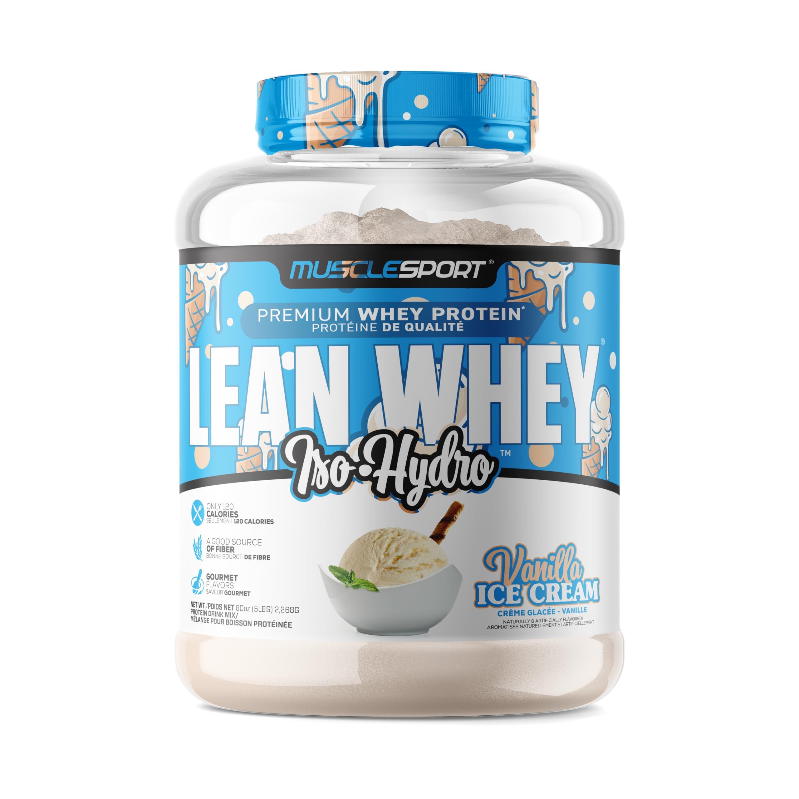 Musclesport Musclesport Lean Whey Revolution™ Protein Powder - Whey Protein Isolate - Low Calorie, Low Carb, Low Fat, Incredible Flavors - 25g Protein per Scoop - 5lb Vanilla Ice Cream