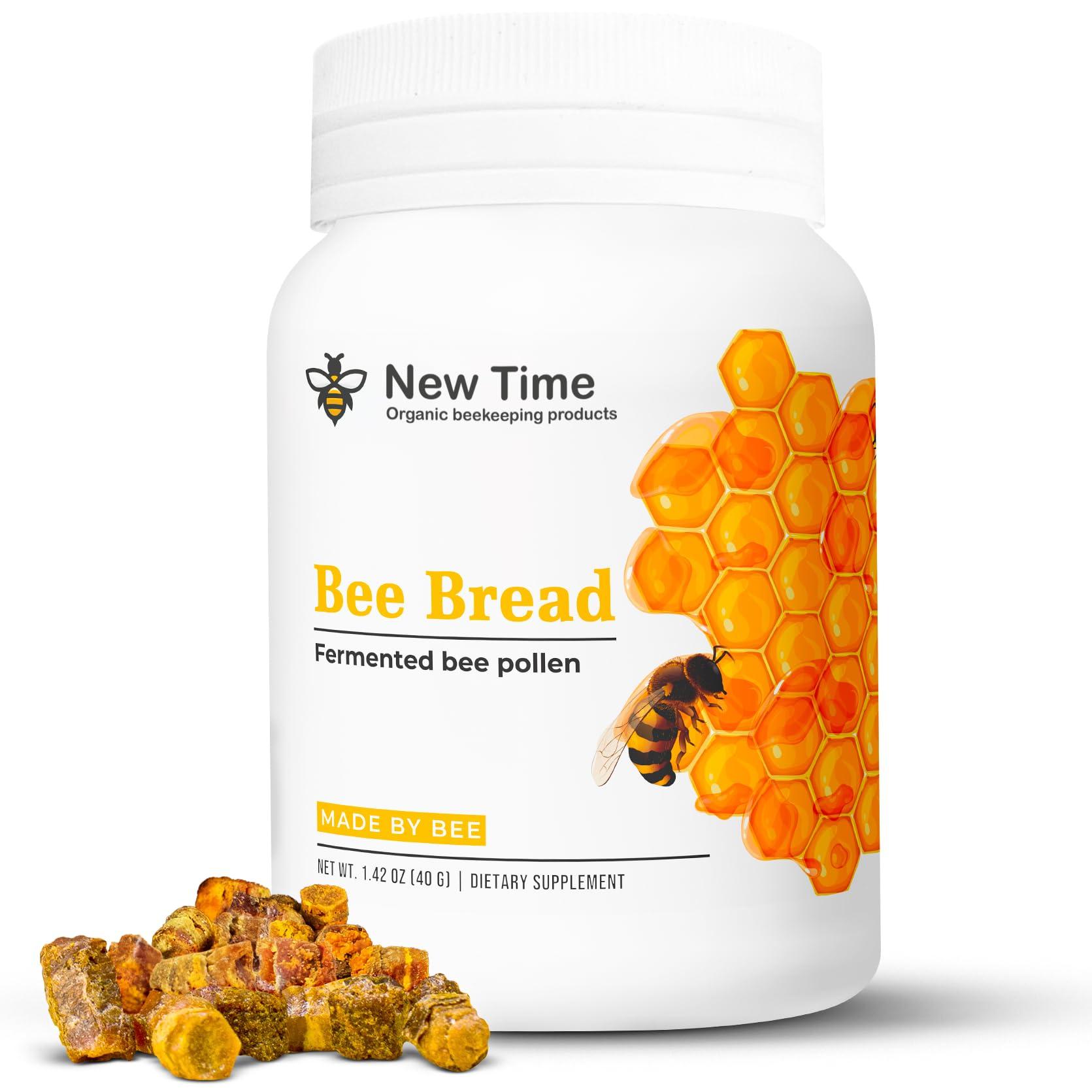 NTime Organic Bee Bread - Natural Fermented Pollen, Multivitamin for breast growth, Superfood for men, women, Vital Proteins, Immune Support & Energy Supplement