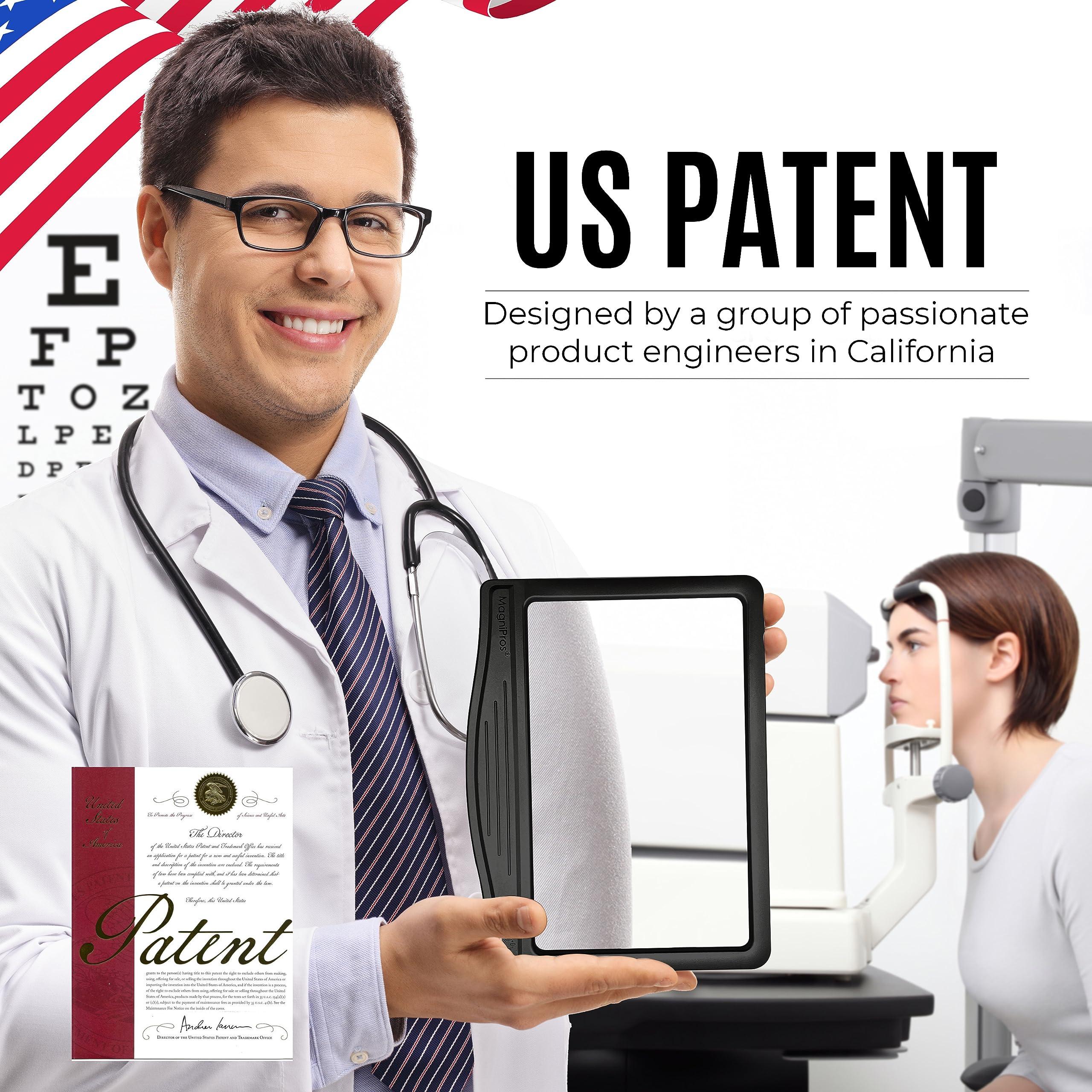 MagniPros See Things Differently MagniPros 5X Rechargeable Large Ultra Bright LED Page Magnifier with Anti-Glare Lens & 3 Fully Dimmable Light Modes, Relieve Eye Strain- Ideal for Reading Small Prints, Low Vision, Seniors