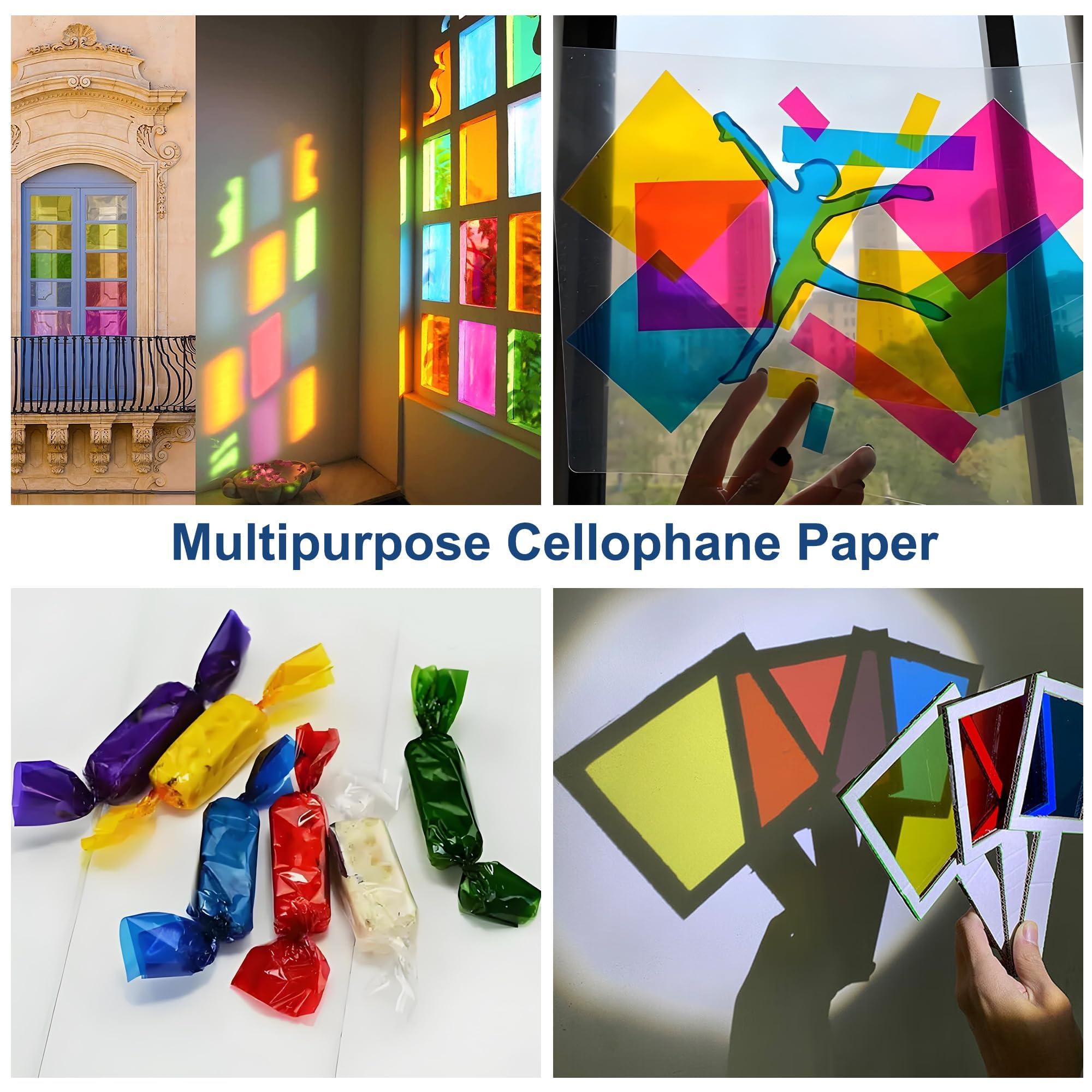 POPGIFTU POPGIFTU Blue Cellophane Wrap Roll | Unfolded 34in Wide X 100ft Long | 3Mil Thick Blue Transparent Paper | Gifts, Baskets,Treats, Cellophane Roll Blue | Colored Cellophane Roll