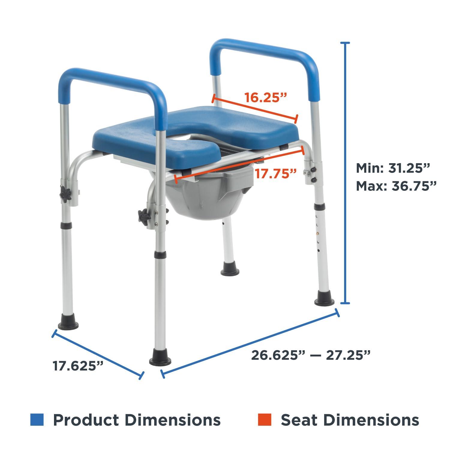 Journey Health & Lifestyle Journey SoftSecure 3-in-1 Commode Chair No Backrest 3-in-1 Bathroom Chair Bedside Commode Chair for Toilet with Arms & Pail Elevated Toilet Seat & Shower Chair Raised Toilet Seat with Handles