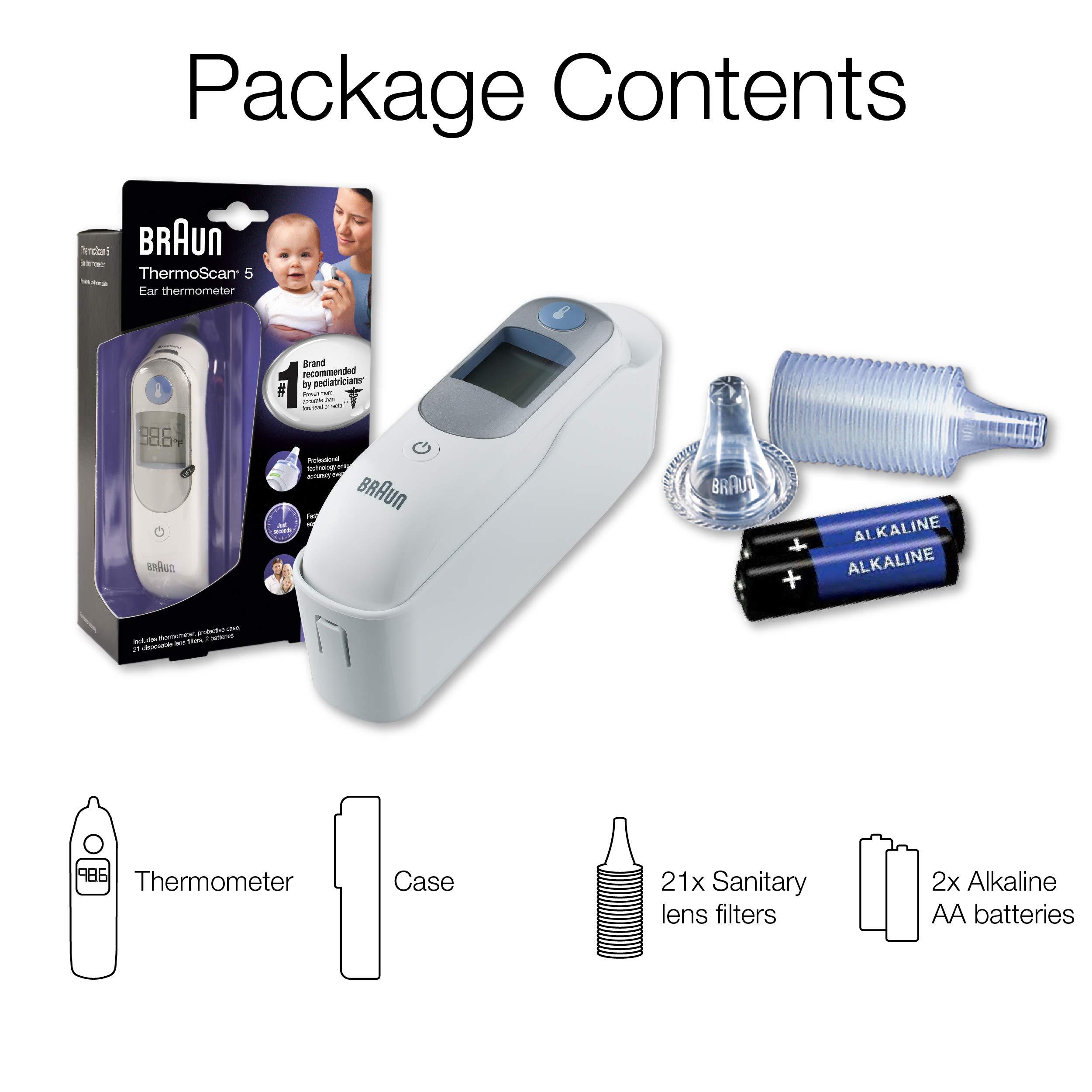 Vicks Braun ThermoScan 5 Ear Thermometer - ExacTemp Stability Indicator for Professional Accuracy, Digital Display, Baby and Infant Friendly, No. 1 Brand Recommended by Pediatricians, FSA and HSA Eligible