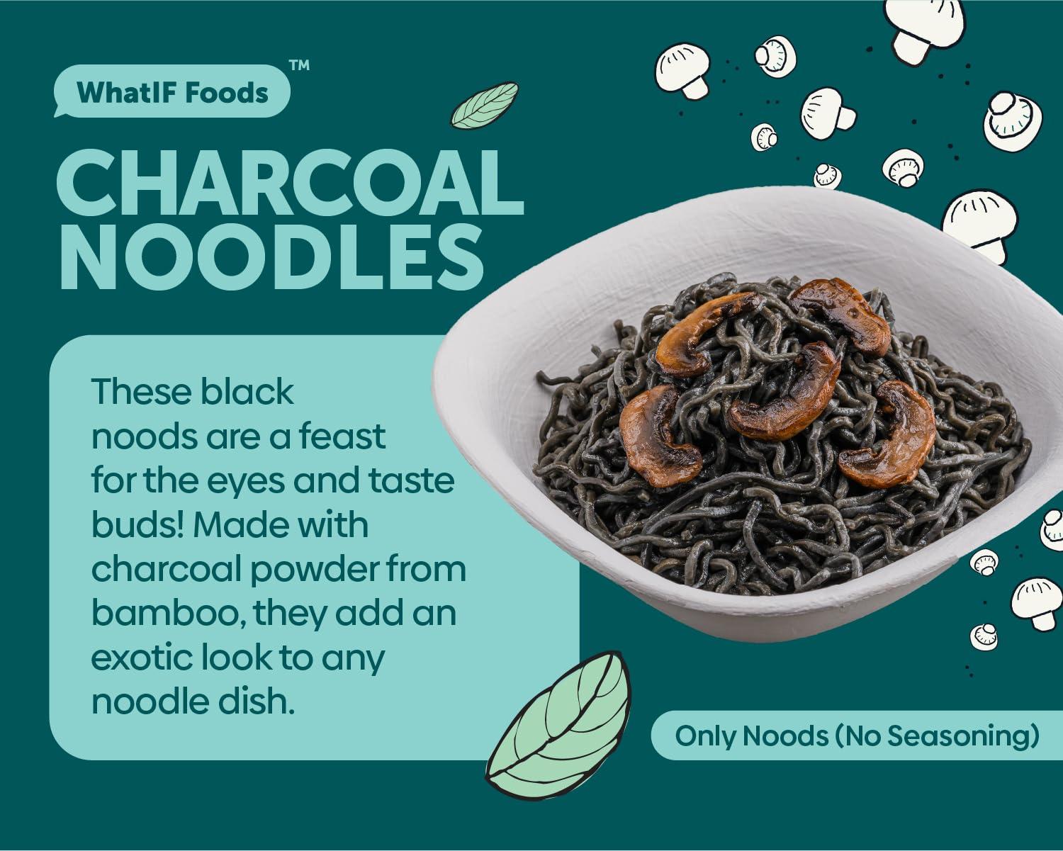 WhatIF Foods Healthy Instant Charcoal Noodles Unflavored | 17g Protein & 6g Fiber, Vegan, Air Fried, Lower Sodium | For Ramen, Wok, Stir Fry | Quick Cooking 5 Pack by WhatIF Foods