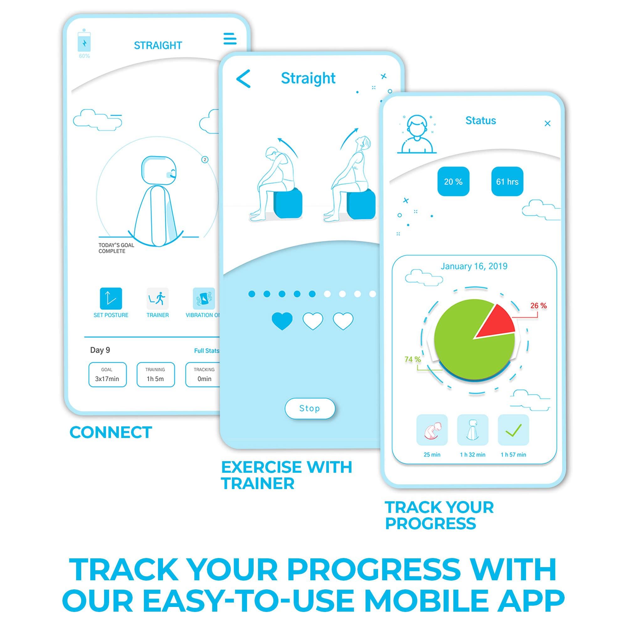 Kodgem Straight Kodgem Straight Posture Corrector Trainer for Women & Men - 2023 Updated Intelligent Posture Trainer - Upper Back Brace Smart Straightener Office Work Support - Shoulder & Back Posture Corrector Device