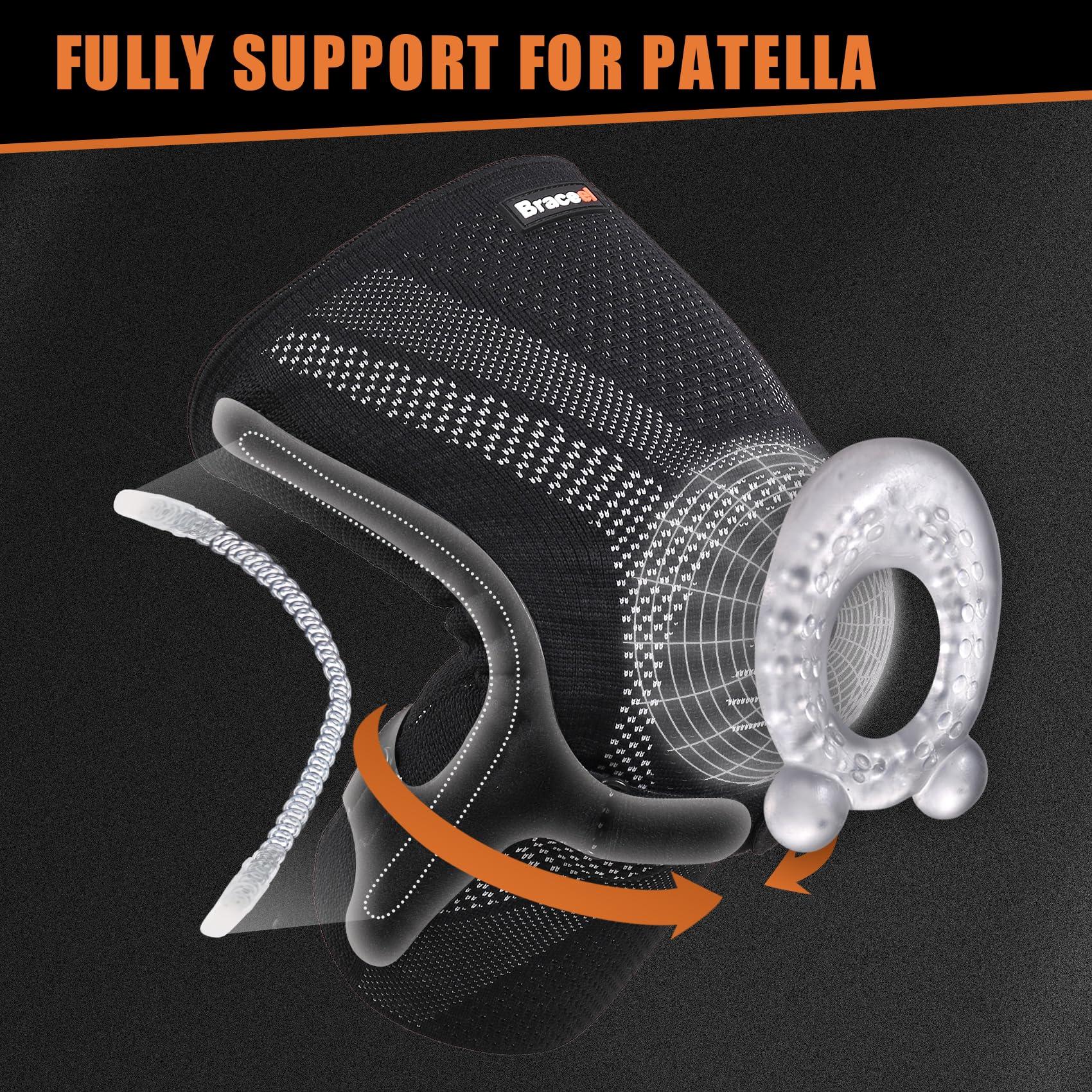 Braceel Braceel knee compression sleeve for knee pain Men & Women, with Patella Gel Pad & Side Stabilizers, Patella Stabilizing Knee Support Brace for Men, Women, Workout, ACL, PCL, MCL, Meniscus Tear,