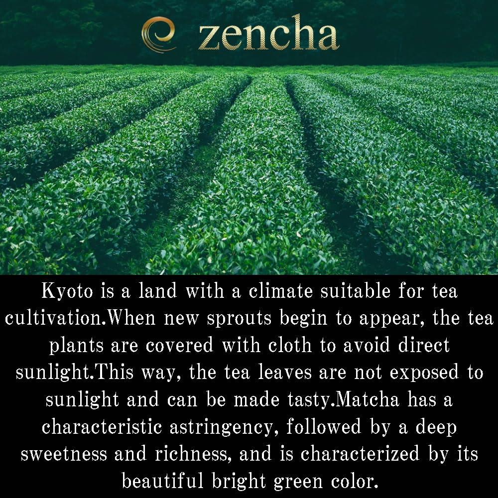 zencha zencha - Japan Kyoto Organic Green Tea Matcha Powder - brilliant dark green - 100% naturally ceremonial grade - zen tea - (1.76 Ounce)
