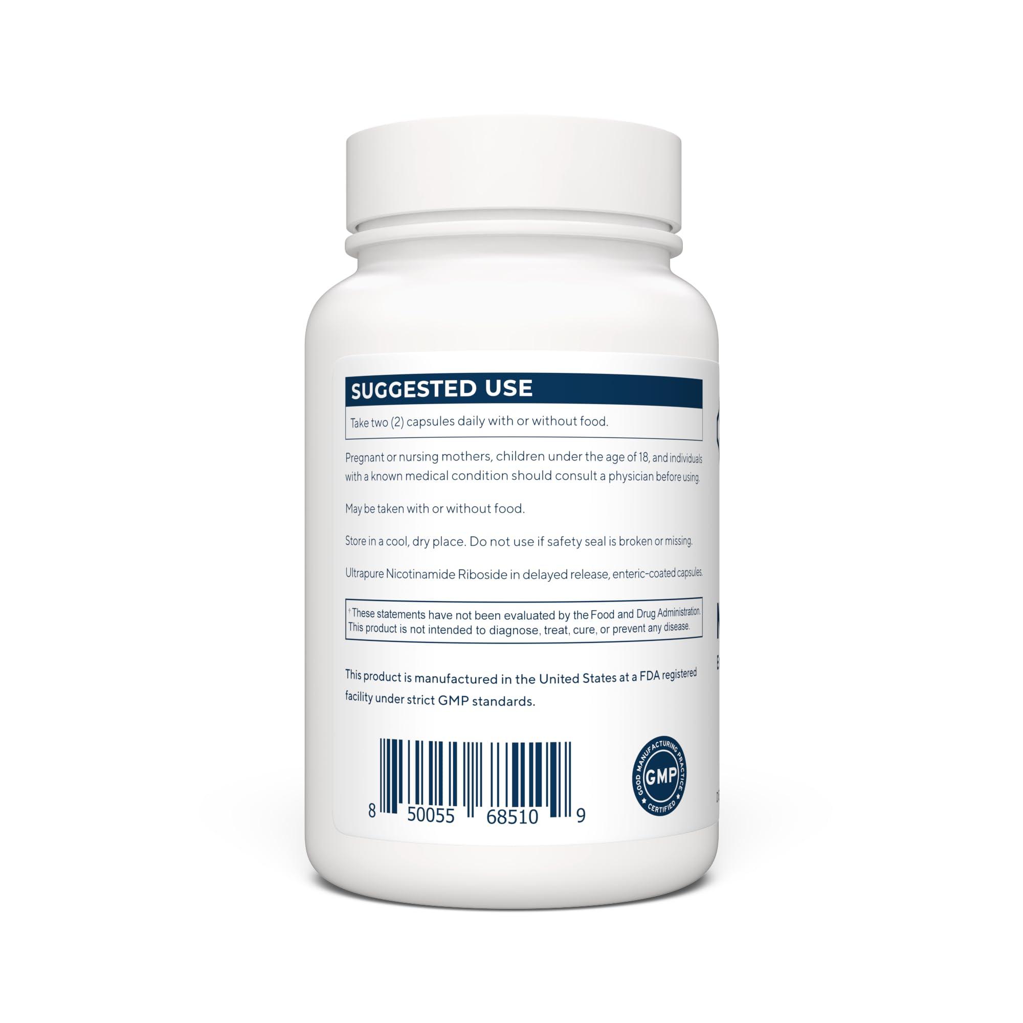 Renue By Science RENUE by Science Nicotinamide Riboside | High Strength NAD Supplement | 60 Nicotinamide Enteric-Coated Capsules - 1000mg Nicotinamide Riboside per Serving | Manufactured in The USA Third-Party Tested