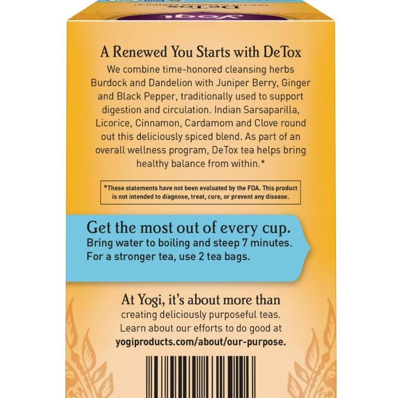 Yogi Yogi DeTox, Herbal Tea Supplement, 16-Count Tea Bags (Pack of 6) ( Value Bulk Multi-pack)