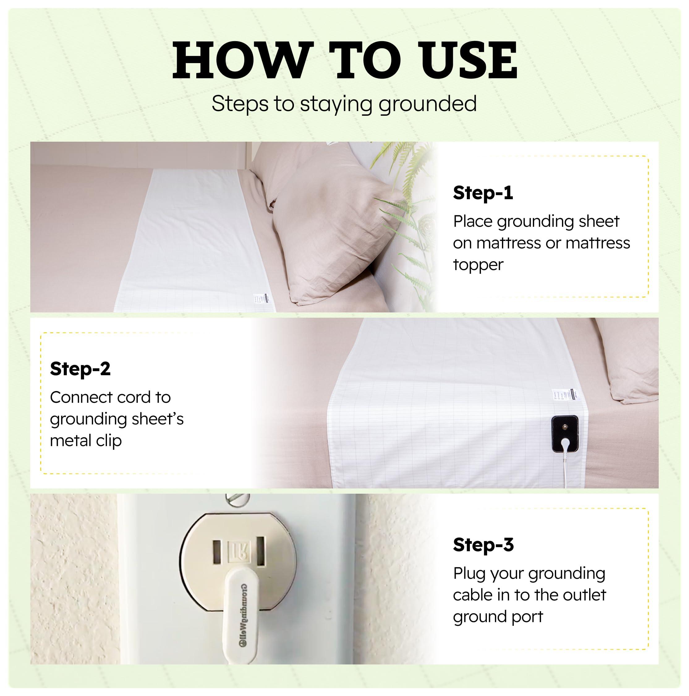 GroundingWell GroundingWell Grounding Sheet, Fits ALL Bed Sizes, Organic Cotton + Silver Fiber, 24\" x 104\"