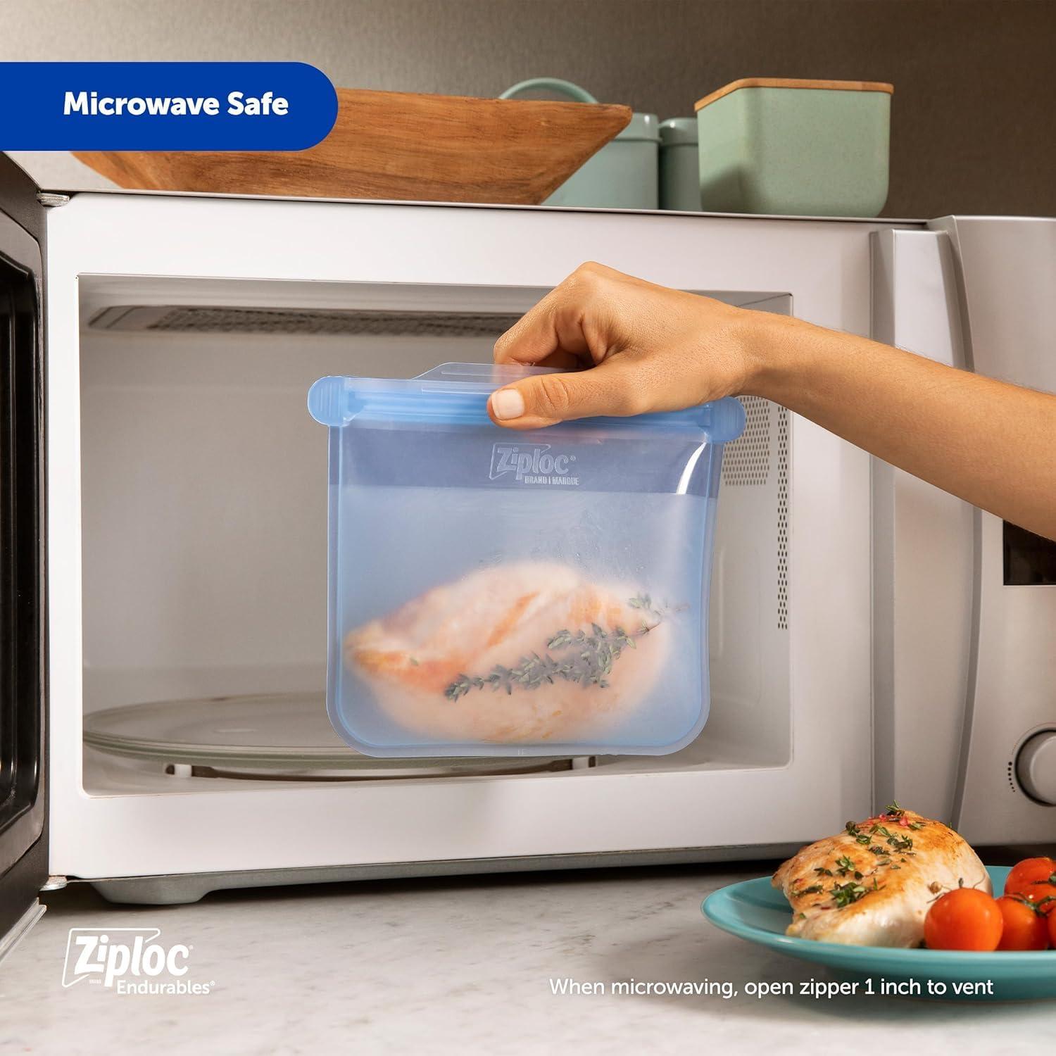 Ziploc Ziploc Endurables Medium Pouch, 2 Cups, Reusable Silicone Bags and Food Storage Meal Prep Containers for Freezer, Oven, and Microwave, Dishwasher Safe