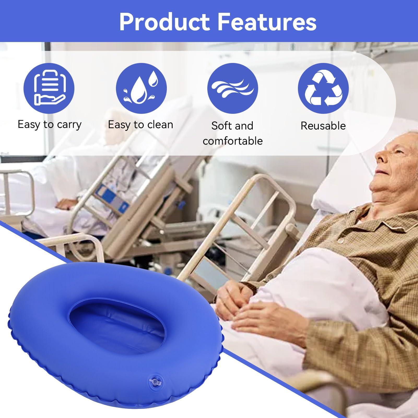 HERCHR HERCHR Inflatable Air Cushions Bedpan, Inflatable Bed Pan Bedpans for Elderly Men Bed Pans for Elderly Men Washable Anti Bedsore Toilet Urinal for Elderly Bedridden Blue