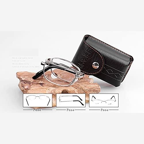 Generic Portable Metal Foldable Reading Glasses Ultralight Men Business Presbyopia Glasses Eyewear With Random Case (Silver, 2.5, diopters)