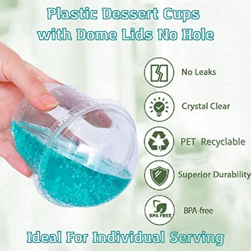 botogift botogift 5 oz Clear Plastic Dessert Cups with Dome Lids (25Sets) - Disposable Snack Bowls (No Hole) for Cereal Parfait, Yogurt, Fruit, Cupcakes, Pudding and Jello at Party