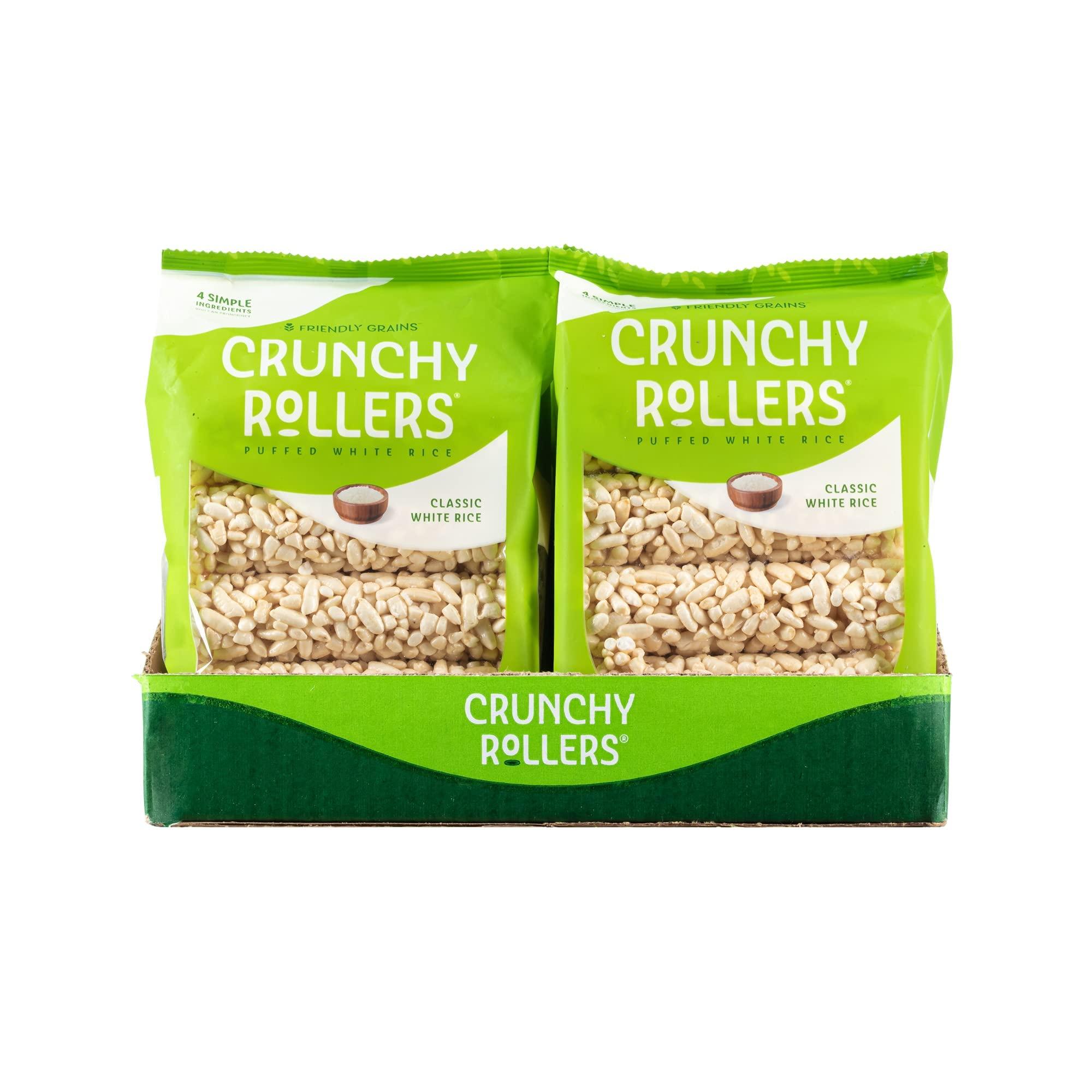 Friendly Grains Classic White Rice Crunchy Rollers - Sweet Rice Snacks, Crispy Puffed Rice Rolls, Healthy Snack Rolls for Adults and Kids - Friendly Grains - 3.5 oz Individual Packs (12 Packs of 8)
