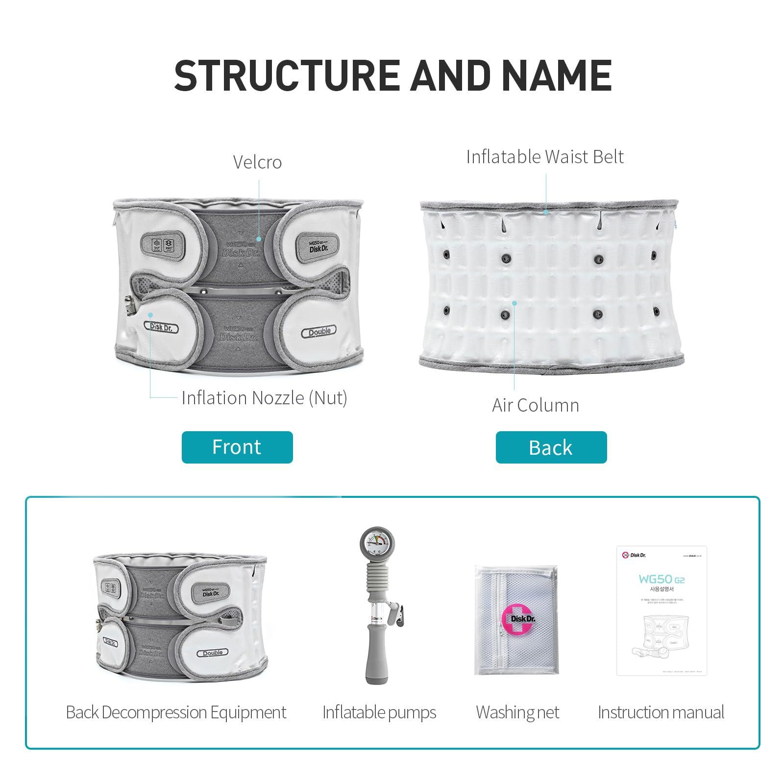 Disk Dr Disk Dr. Decompression Back Belt WG50-G2, Back Reliever W. Air Column Traction 2.0, Back Brace For Lower Back Pain Women&Men, Back Pain Belt, Back Brace Posture Corrector, Home/Work/Sport/Travel/Medical(3XL)