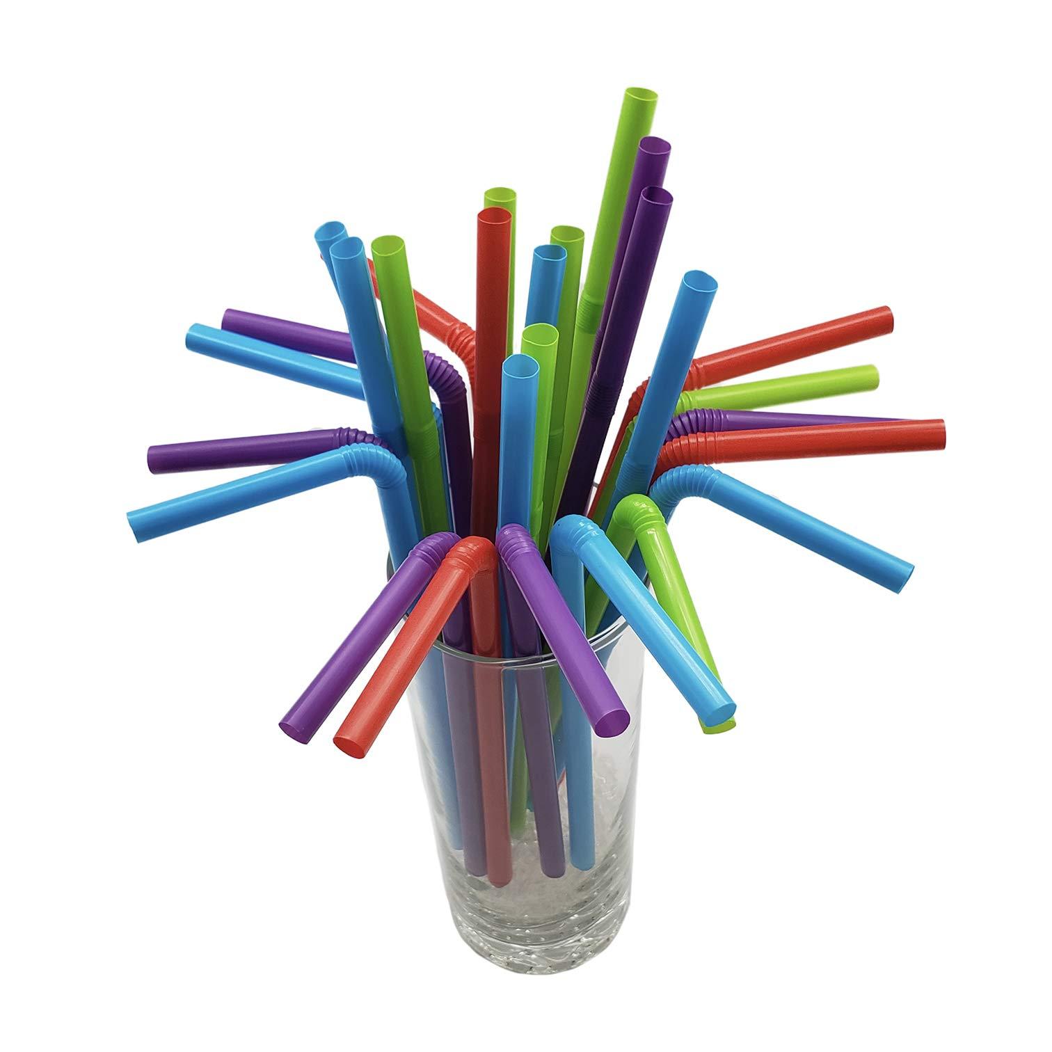 KOLORAE KOLORAE Jumbo Flex Straws, Multi-Colored, Disposable Plastic Bendy and Flexible Drinking Straws - AVAILALE in Sets of 100, 600 OR 1,000 Flex Straws! (600)