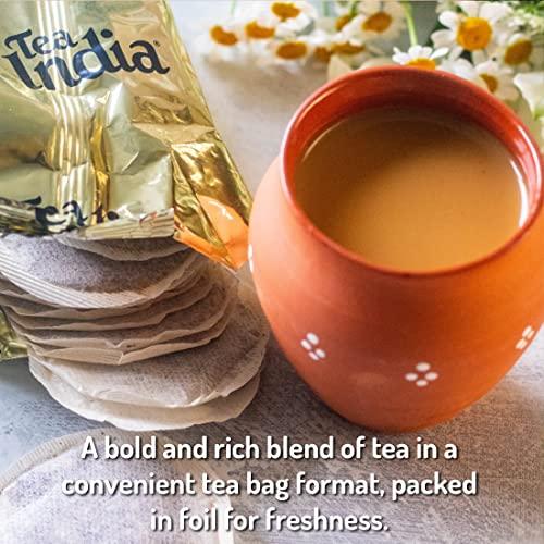 Tea India Tea India Masala Chai Tea Flavorful Blend Of Black Tea & Natural Ingredients Strong Full-Bodied Traditional Indian Caffeinated Tea 80 Round Teabags Pack of 6
