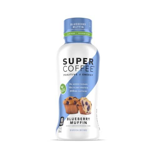 Super Coffee Super Coffee, Plant Based Keto Protein Coffee (0g Added Sugar, 10g Pea Protein, 80 Calories) [Blueberry Muffin] 12 Fl Oz, 6 Pack | Iced Smart Coffee Drinks