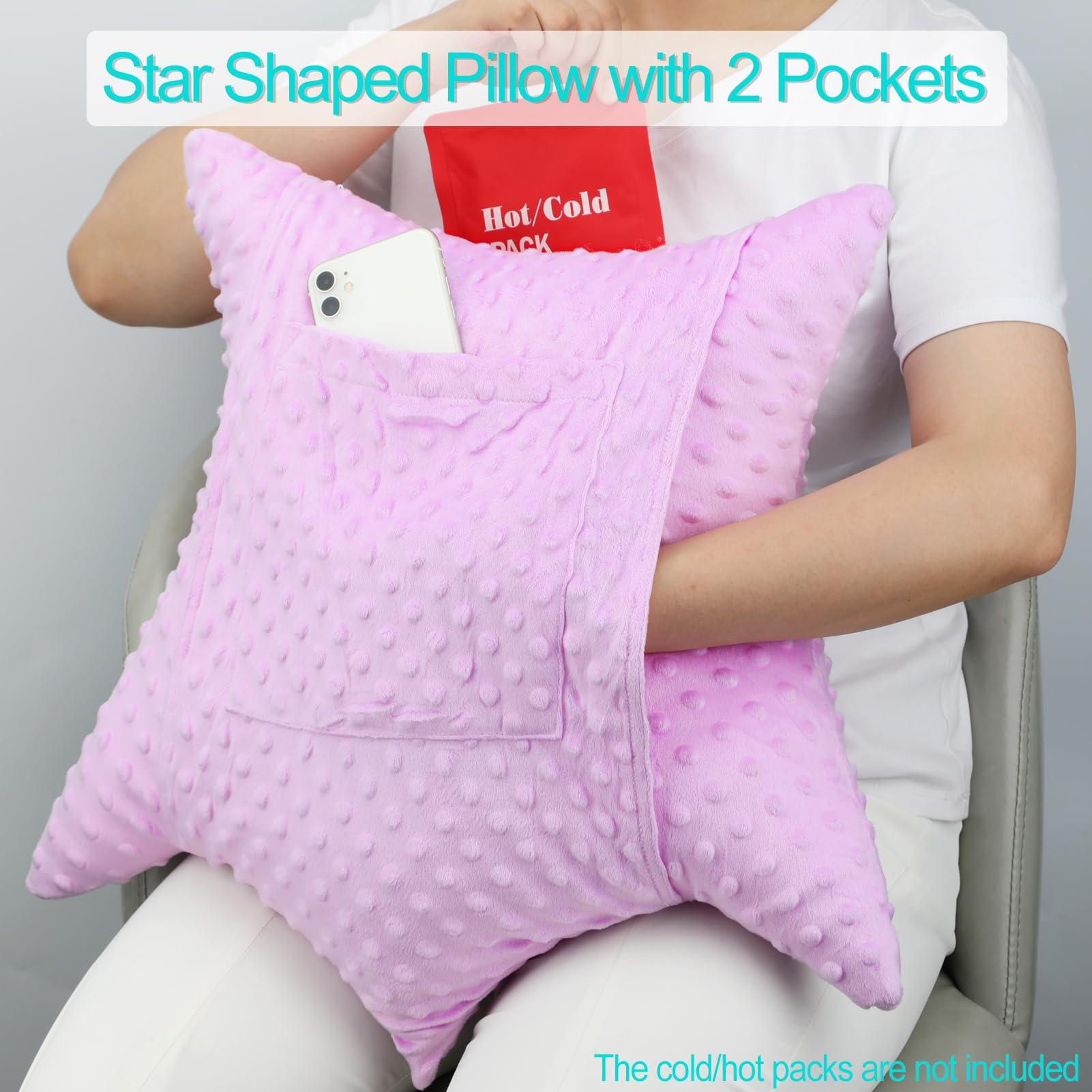 HapiPoppy HapiPoppy Star Shape Hysterectomy Pillow Hysterectomy Recovery Must Haves Gifts with 2 Pockets Tummy Pillow Abdominal Surgery Pillows Shock Absorbing Cough Cushion, Minky Dot Lavender