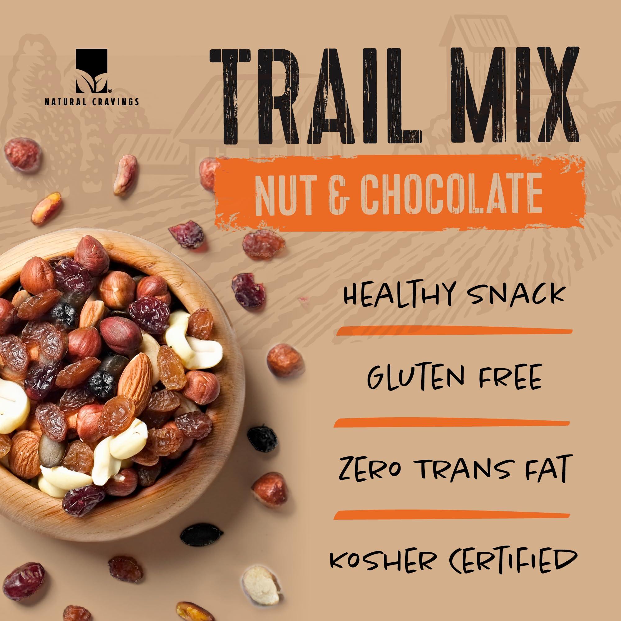 Natural Cravings Natural Cravings Trail Mix Snack Packs - Individual 3.5 oz Bags - Nuts & Chocolate Dried Fruit Mix & Nuts Mix with Peanuts, Dried Cranberries, Raisins, Chocolate Gems - Trail Mix Individual Packs