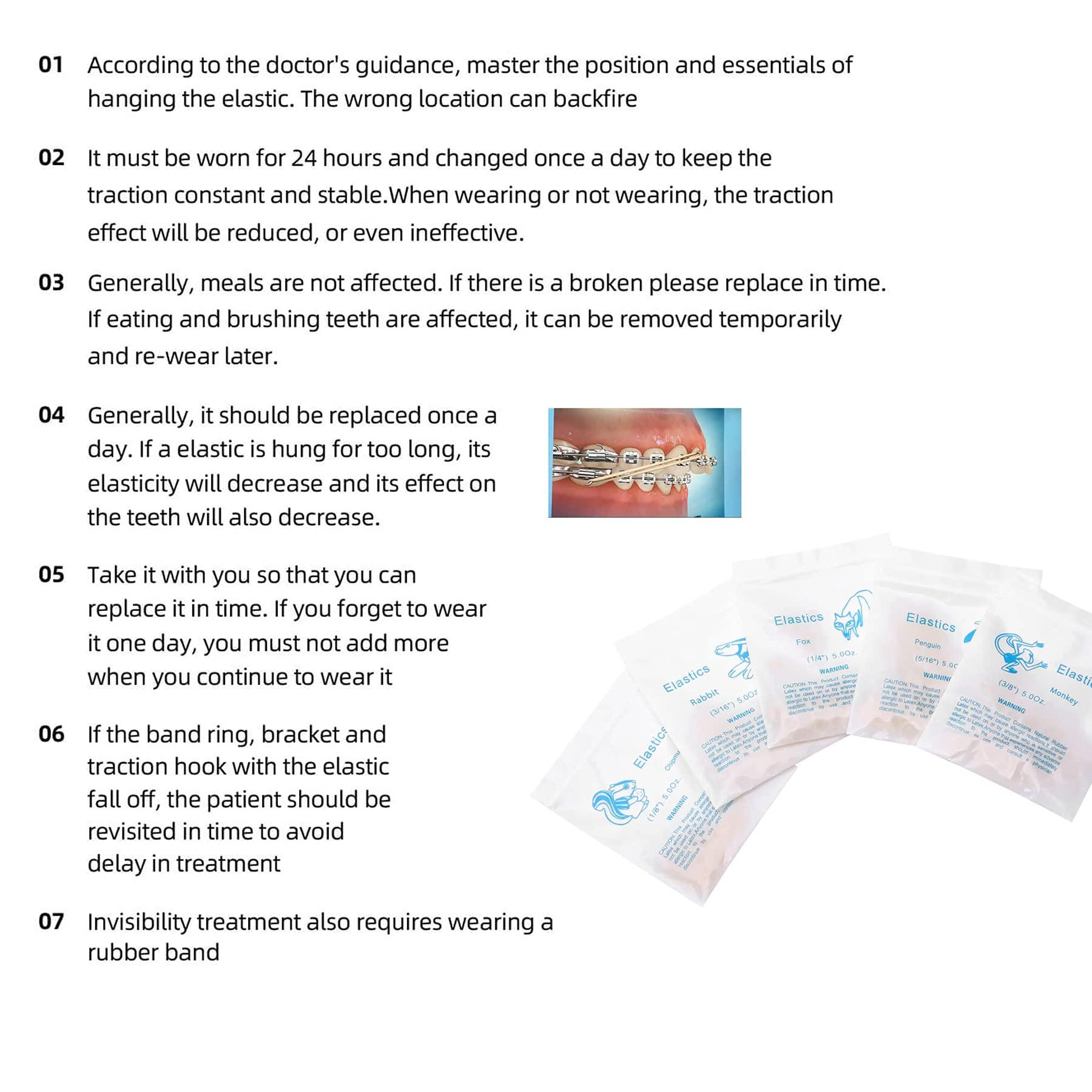 N\\C Dental Orthodontic Elastics Rubber Latex Bands Ties Braces 5.0oz Zoo Pack 10Packs 1000Pcs (Fox 1/4" 5.0oz)