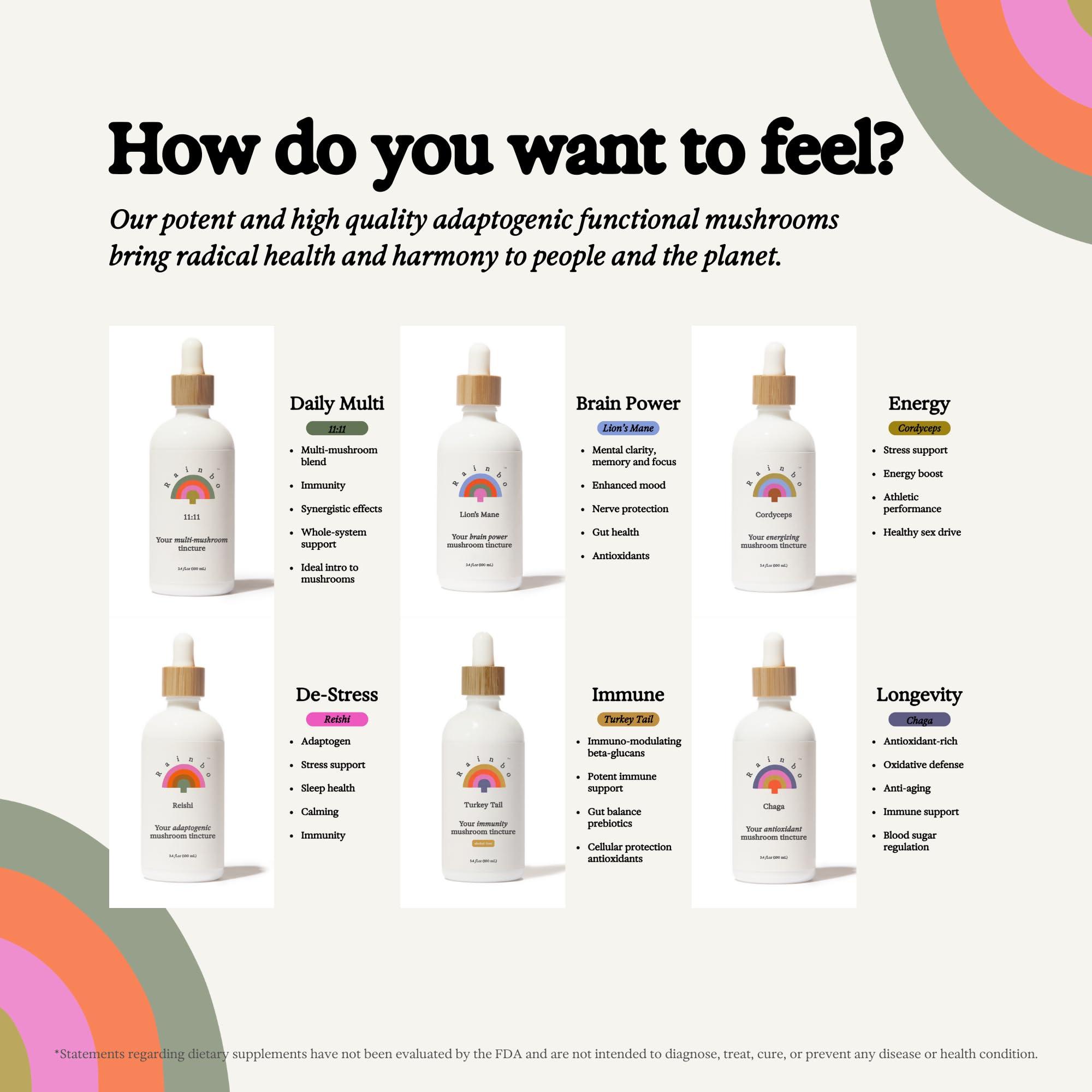 Rainbo Rainbo Mushroom Bundle, Reishi Mushroom Extract + Chaga Mushroom Tincture, Dual Extract Daily Mushroom Tinctures for Comprehensive Immune Support, Vegan Liquid Mushroom Supplements