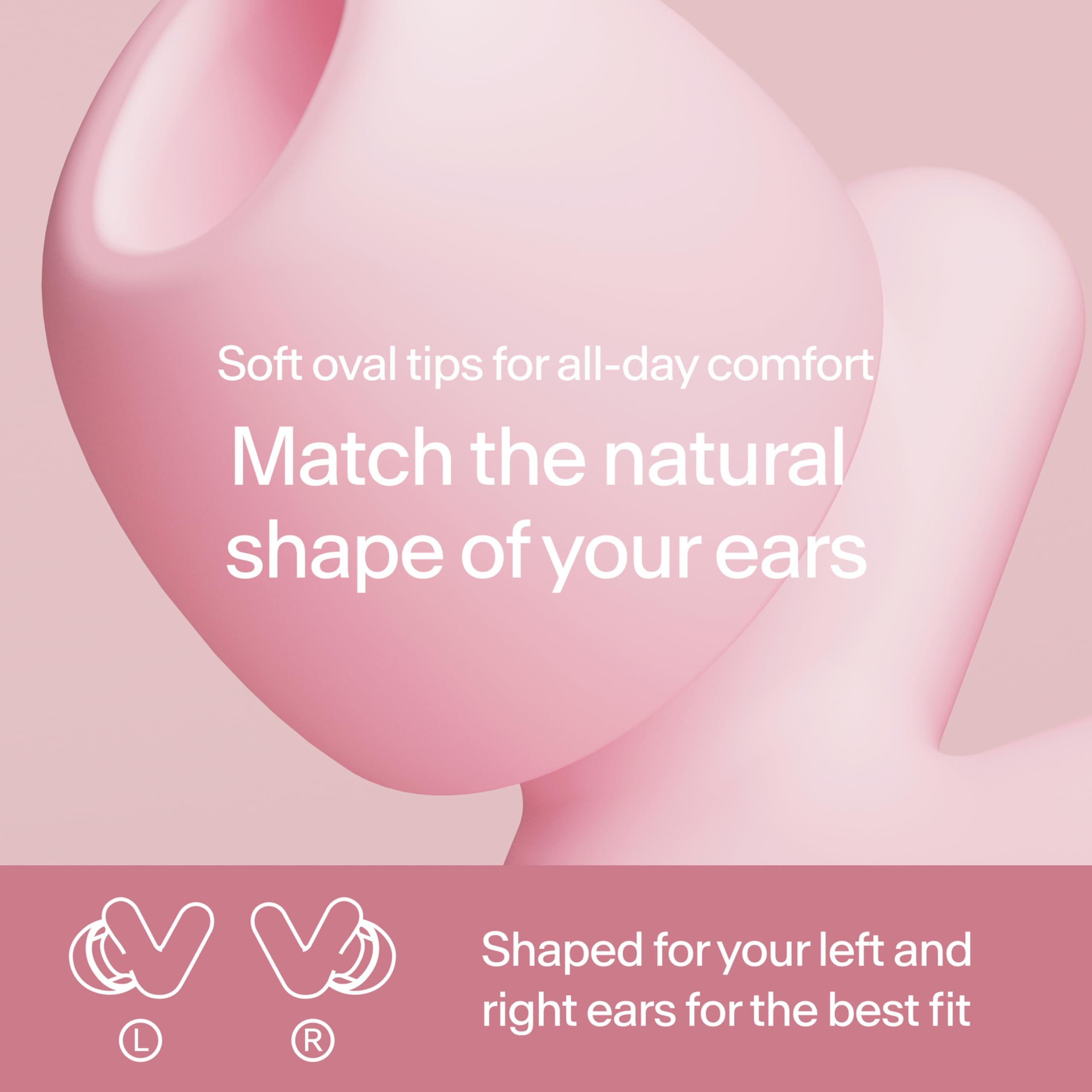Alpine Alpine Silence Ear Plugs for Sleep, Focus & Travel - V-Shape Snug Fit & Soft Oval Tips  4 Sizes XS/S/M/L - Comfortable, Reusable Hearing Protection - 22dB  Pink