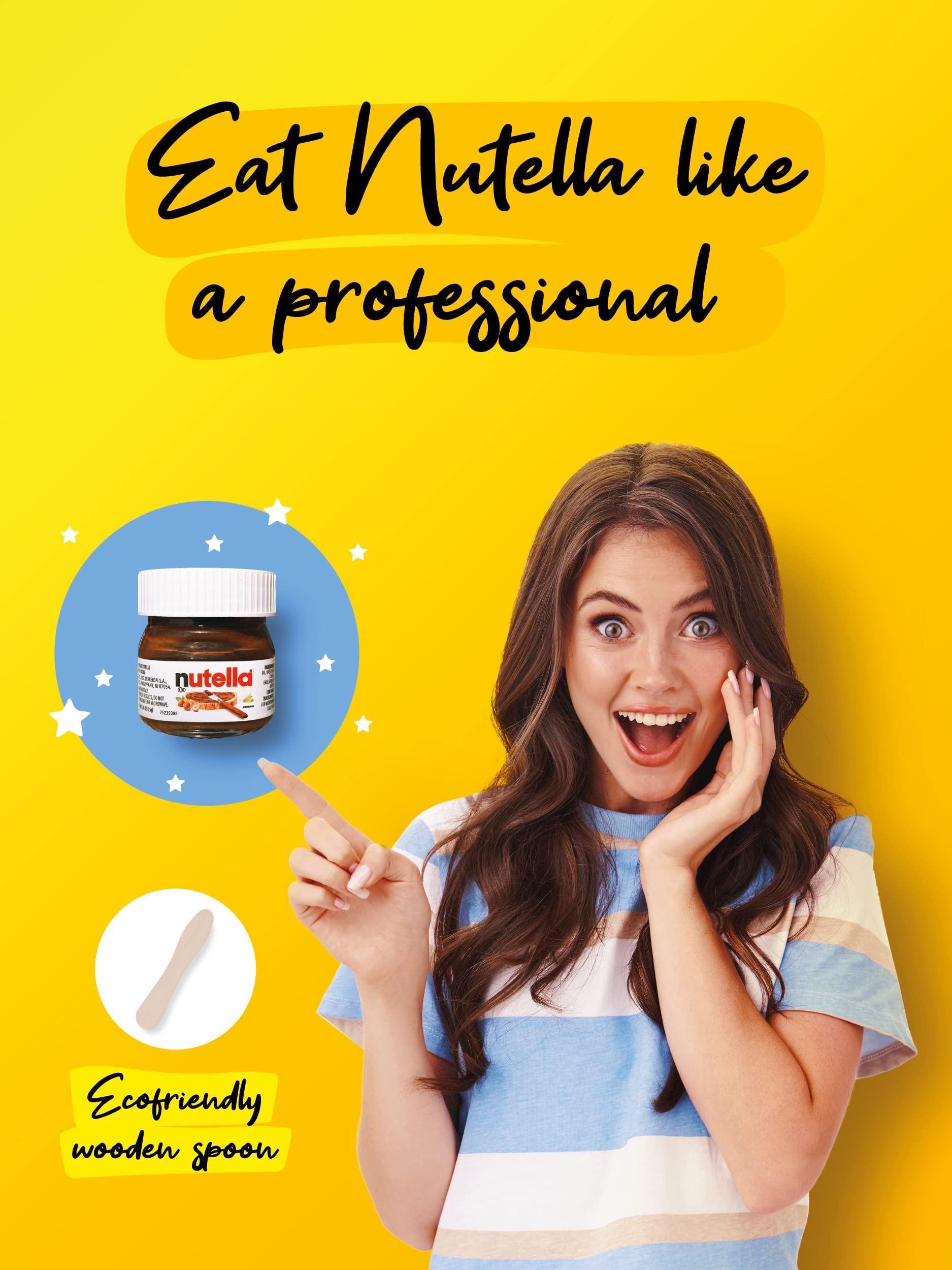 ATREVO Mini Nutella Glass Jars Chocolate Hazelnut Spread (0.88 Oz) (7 Units) Weekly Pack + 7 Mini Spoons Atrevo Bundle Pack. Made in Italy. Stockings Stuffers