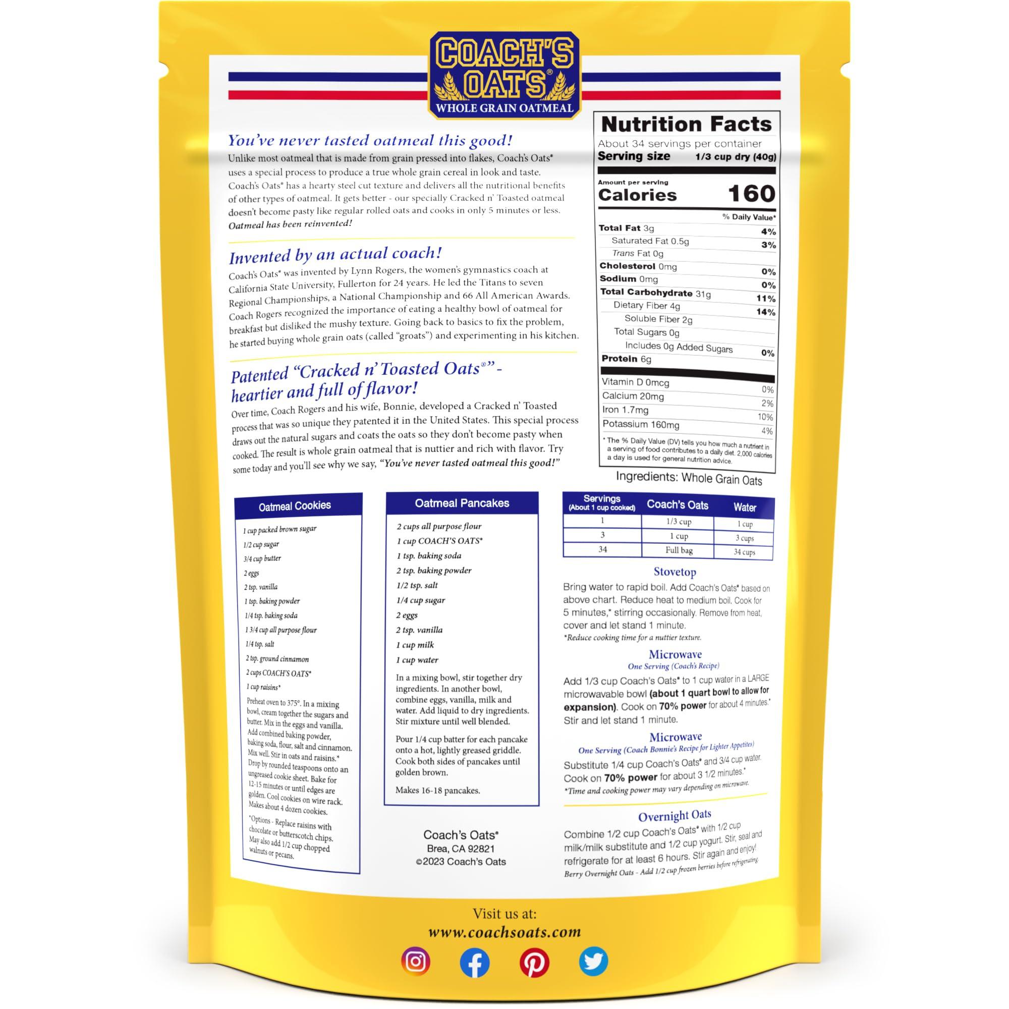 COACH'S OATS Coach's Oats 100% Whole Grain Oatmeal, 3 Pound